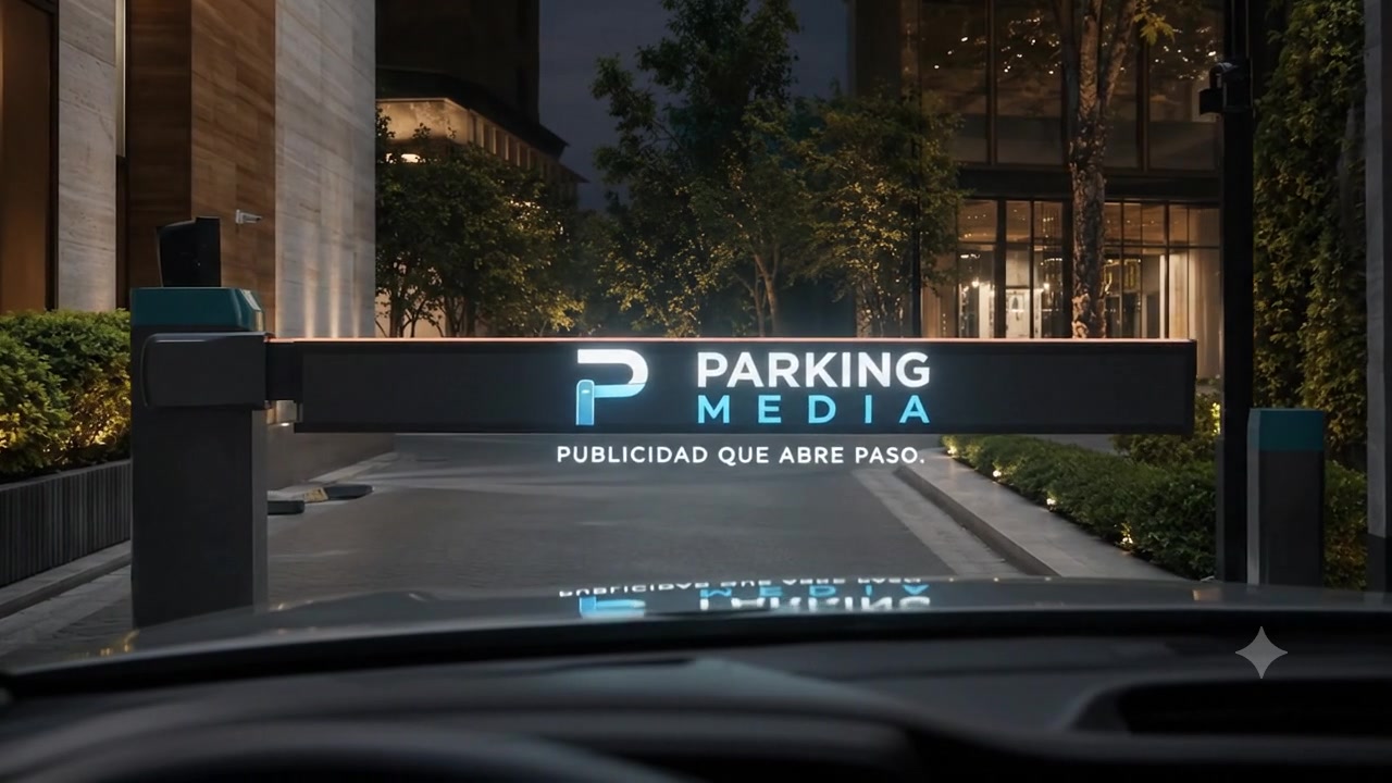 Contenido de Parking Media mostrado en la pantalla LED